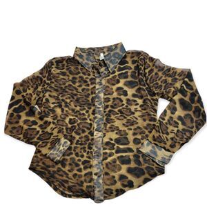 Miaoran shear leopard button-down shirt S